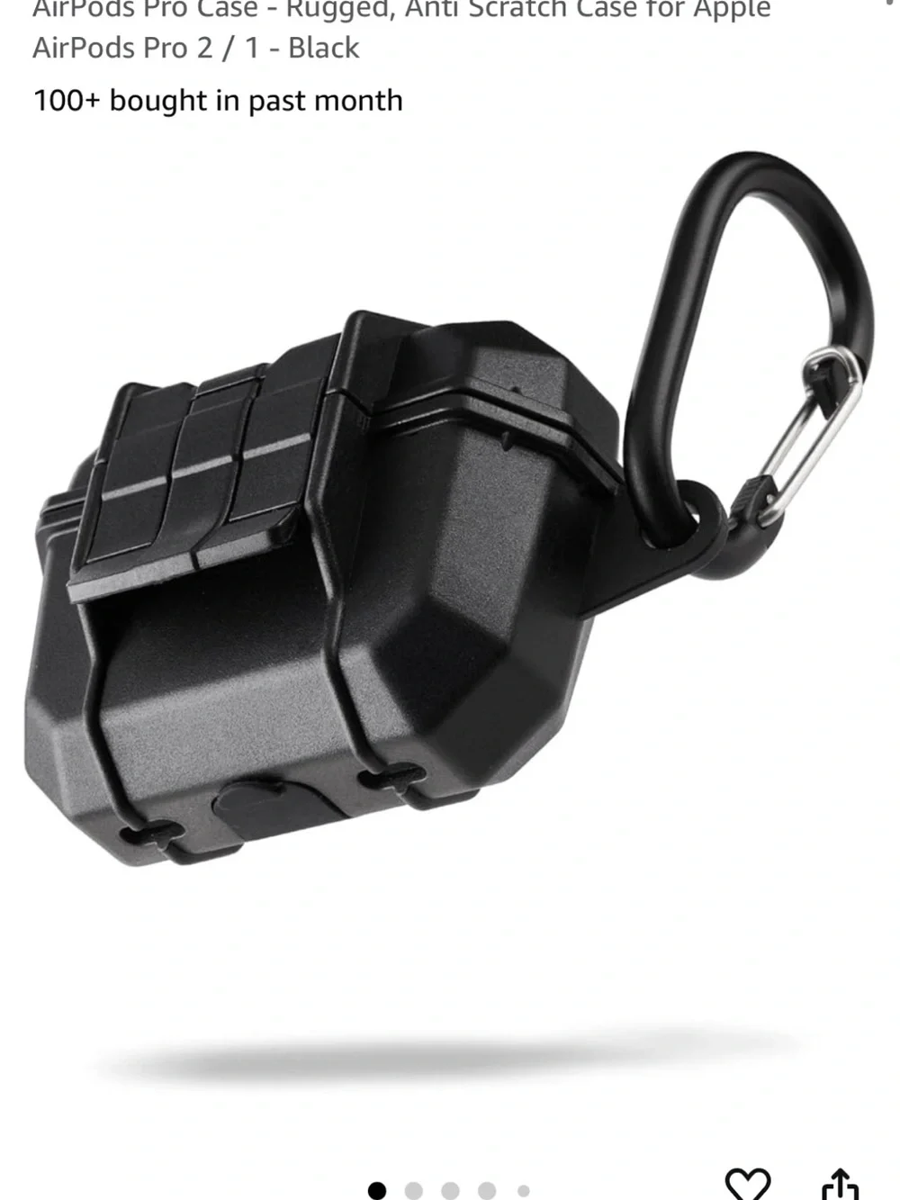 Rugged Black Protective AirPods Pro Case with Carabiner